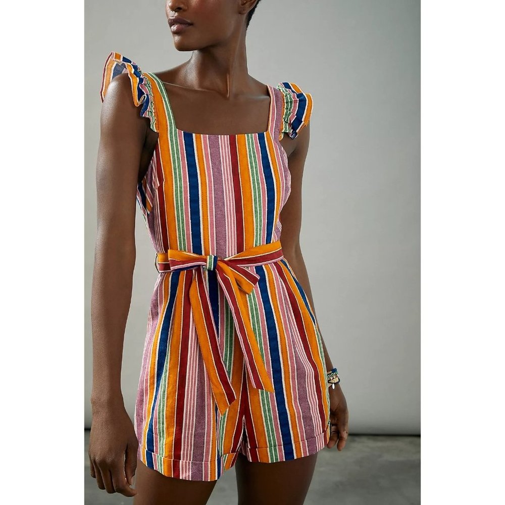 NWT Farm Rio for Anthropologie Reyes Striped Romper - Size Large